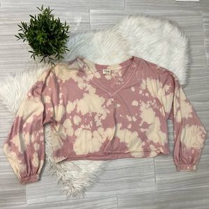 Peach Love California Pink Tie Dye Crop Long Sleeve